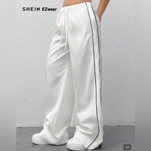 White Track Pants with Black Trim